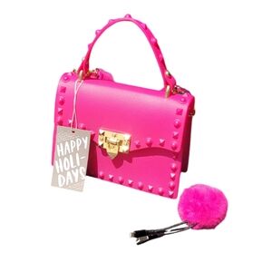 Studded Jelly Small‎ Crossbody Purse/Handbag  with Pom USB